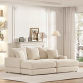 Bellemave® 86.6" Corduroy 3 - Seater Sofa with 3 Back Pillows , 2 Toss Pillows and Two Ottoman - Bellemave